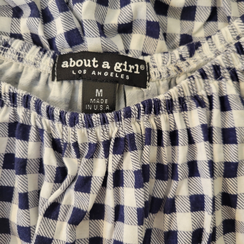 About A Girl Navy and White Checkered Blouse - Picture 3 of 3